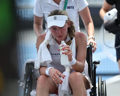 Alexandrova collapses on court during defeat as Memphis heat takes toll