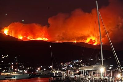 Villages evacuated on Greek tourist island after major wildfire breaks out