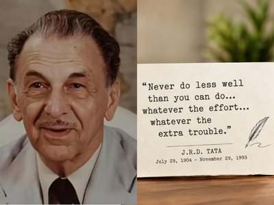 Quote of the day by JRD Tata: "Never do less well than you can do... whatever the..." Life lessons on excellence and success from the visionary who led Tata Group's global rise