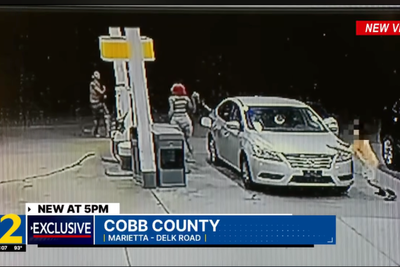 Moment Georgia mom used a gas pump to stop a kidnapper from snatching her child