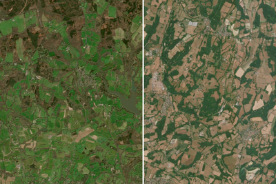 Satellite pictures reveal huge impact of ‘exceptional’ UK drought and heatwaves