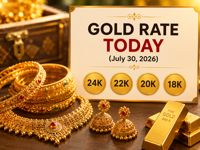 Gold rate today (July 30, 2026): Check 24k, 22k, 20k and 18k gold jewellery prices from IBJA, Joyalukkas, Tanishq, Kalyan Jewellers and Malabar Gold & Diamonds in Delhi, Mumbai, Hyderabad, other cities