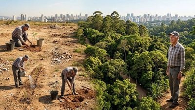 In 2003, a retired man planted trees on forgotten land alone; 20 years later, it had become one of Sao Paulo's largest urban forests