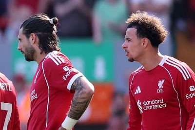 Liverpool’s Curtis Jones and Dominik Szoboszlai in heated on-field dispute
