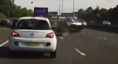 Shocking moment driver ‘cheats death’ as car flips and rolls twice on busy M25