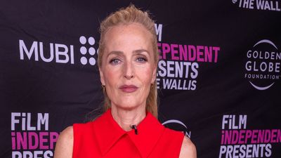 Gillian Anderson's vibrant red shirt dress is the definition of timeless, flattering style
