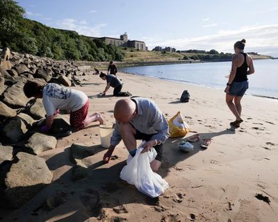 ‘There’s no nurdle fairy’: thousands mobilise to clean up plastic spillage in north-east England