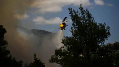 Watch: Firefighting helicopters collide mid-air as Greece battles massive wildfire