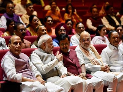 PM Modi attends NDA Parliamentary Party's 'Mangal Milan' meeting in Parliament
