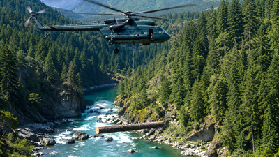 In 2015, helicopters began dropping logs into Washington's Queets-Clearwater watershed, helping crews rebuild 8 miles of critical salmon habitat