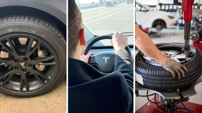 Tesla Driver Gets New Tires Installed. Then He Takes A Closer Look At The Fine Print On Them: 'Just Drive In Reverse'