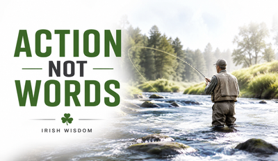 Irish proverb of the day: "If a person wants to catch a trout he must do more than merely listen to the flood" — Inspiring life lessons on action, perseverance, patience, discipline, courage, and why success always belongs to those who move beyond waiting in timeless Irish wisdom