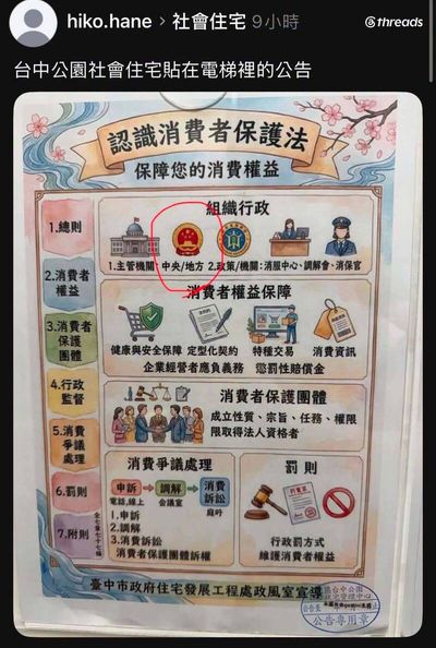 台中住宅處公告驚見「中國國徽」 蔡其昌批：不能上緊螺絲嗎