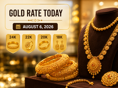 Gold rate today (August 6, 2026): Check 24k, 22k, 20k and 18k gold jewellery prices from IBJA, Joyalukkas, Tanishq, Kalyan Jewellers and Malabar Gold & Diamonds in Delhi, Mumbai, Hyderabad, other cities