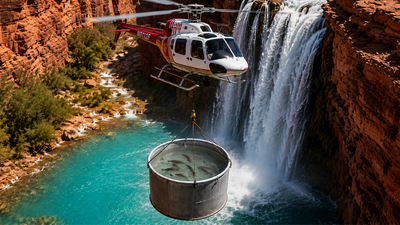 Beginning in 2003, Arizona biologists flew endangered humpback chub in a 55-gallon drum beneath a helicopter, moving them above a waterfall to warmer habitat beyond non-native trout