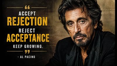 Quote of the day by Al Pacino: "You have to know how to accept rejection and reject acceptance. Accept the lessons that..."— Life lessons from an inspiring quote by the legendary Oscar-winning American actor on resilience, self-growth, courage, discipline, confidence, perseverance, and how comfort stifles human potential