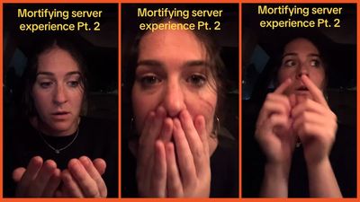 Server reads back a chicken and salad order. Then hunger takes over and she has to apologise for the drool on the POS screen: ‘mortifying’