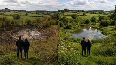 An English farming couple dug 11 forgotten ‘Zombie’ ponds out of their fields; the returning plants, newts, and dragonflies inspired nearby farmers to restore about 80 more