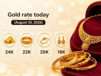 Gold rate today (August 10, 2026): Check 24k, 22k, 20k and 18k gold jewellery prices from IBJA, Joyalukkas, Tanishq, Kalyan Jewellers and Malabar Gold & Diamonds in Delhi, Mumbai, Hyderabad, other cities