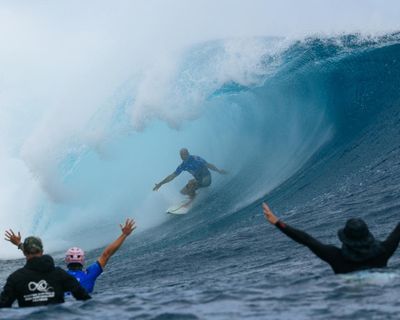 Kelly Slater, 54, rolls back years with near-perfect surf in monster Tahiti swell
