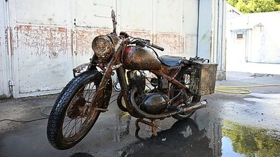 Striking images: Wehrmacht motorcycle from Danube looks almost 'new'