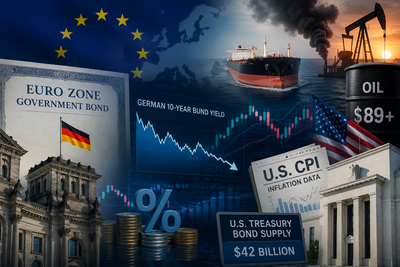 Global Market: Euro zone bond yields dip ahead of US CPI, heavy debt supply
