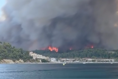 Hundreds Rescued From Greek Beaches by Small Boats as Raging Wildfires Force Evacuations
