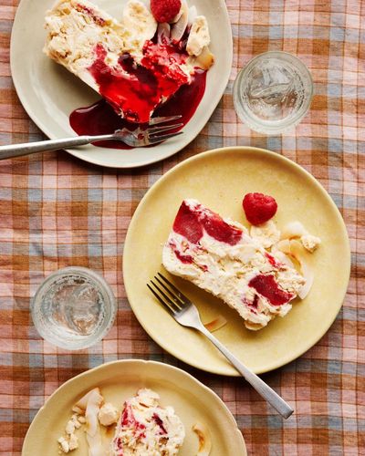 Helen Goh’s recipe for frozen Eton mess with plum, coconut and raspberry