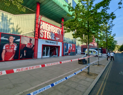 Police hunt for suspects after Arsenal store damaged in late night raid