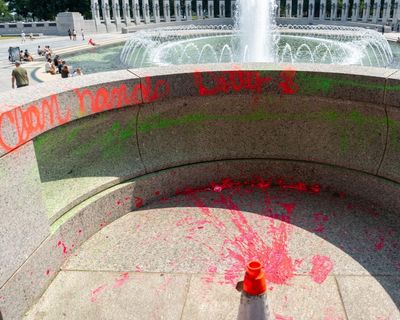 Woman arrested after second world war memorial in DC vandalized