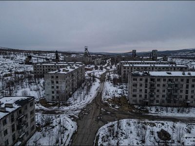 Gulag prisoners built this town during WW2, it grew into a USSR mining centre of over 10,000 people; before the end of the Soviet era brought its decline in 1996