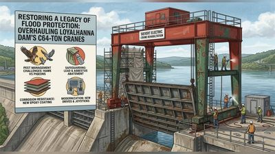 In 1942, Loyalhanna Dam went into operation while Pittsburgh factories produced wartime steel and the army relied on 54,000 pigeons. 84 years later, the dam has prevented more than $658 million in flood damage and its cranes are getting a major overhaul