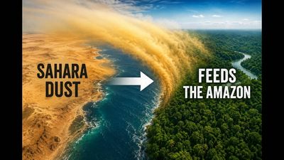 A dried lakebed in Africa's Chad sends 27.7 million tonnes of dust across 5,000 km of Atlantic Ocean each year, carrying phosphorus that helps sustain the Amazon rainforest