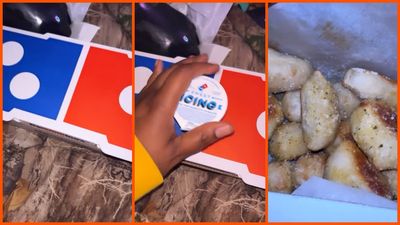 Woman ordered from Domino’s and, to enjoy her Cinnamon Bites, also ordered some icing. Then she opened the box to a savory surprise instead