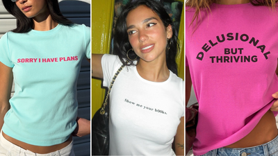 The Slogan Baby Tee Is Back, So Here’s 6 Tiny Tops Doing The Absolute Most This Summer