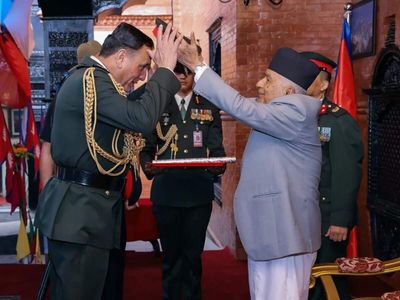 Indian Army chief Dhiraj Seth conferred honorary rank of General of Nepali Army by President Paudel