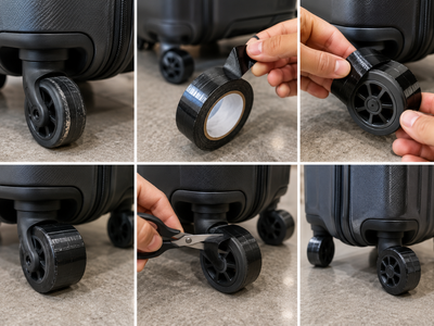 Before your next trip, try this simple adhesive tape hack on your suitcase wheels — the results may surprise you