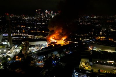 Firefighters tackle blaze involving 50 tonnes of household waste at southeast London facility
