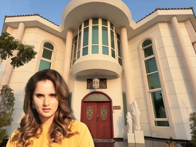 Sania Mirza, after retiring from tennis, lives in a Dubai home that blends regal décor and European elegance, featuring gold wallpaper, antique accents, statement chandeliers and arched windows
