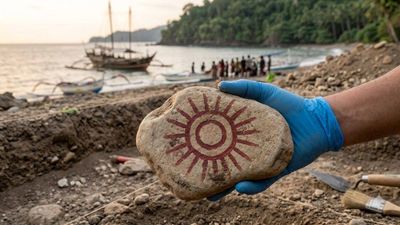 4,000-year-old painted stone in Indonesia reveals symbolic art carried by ancient Austronesian maritime voyagers
