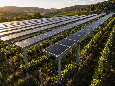 In 2025, researchers in Italy’s Puglia region grew grapevines beneath solar panels; the shaded vines produced 277% more grapes than those in full sun