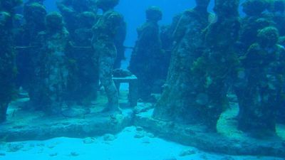 Beginning in 2009, Mexico submerged hundreds of life-size sculptures; the underwater figures were designed to attract marine life as well as visitors