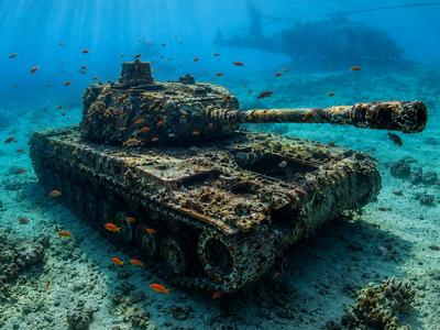 In 2019, Jordan sank 19 military machines in the Red Sea, turning retired tanks, cannons, an ambulance, and a combat helicopter into an underwater museum and artificial reef
