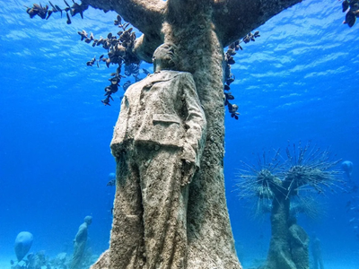 In 2021, Cyprus submerged 93 sculptures to create an underwater forest; concrete trees rise from the seabed at different depths