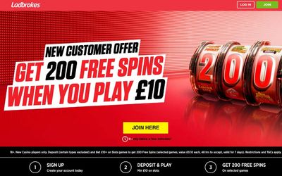 Ladbrokes free spins: Get 200 free spins as a welcome bonus