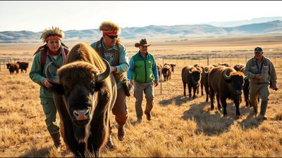 In 1987, Fort Peck tribes returned over 100 bison to 5,800 acres; decades later they stopped hunting their own herd to restore the original cultural purpose