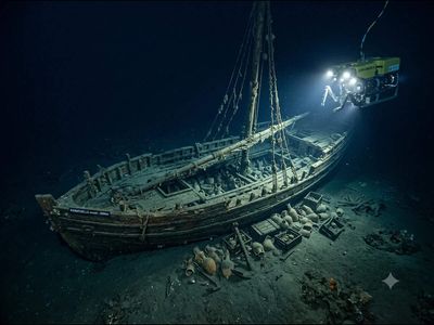 16th-century shipwreck of a merchant vessel discovered off the coast of Ramatuelle in France accidentally when navy researchers scanned the seafloor in routine sonar investigations