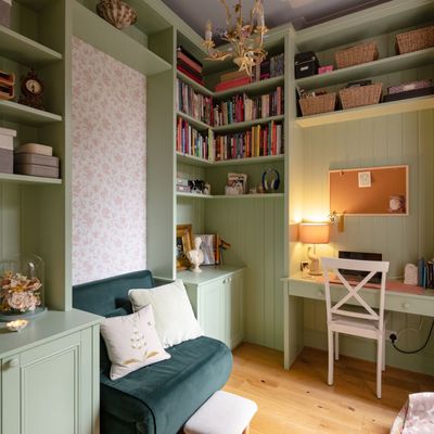 Clever built-in storage doubled the space in this compact room and turned it into the ultimate multi-tasking home office and guest room