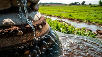 South Africa’s Stiebeuel River was heavily polluted by sewage; researchers now use stones, sand and biochar to treat 50,000 litres of its water every day