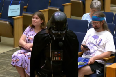 ‘Darth Vader’ joins nationwide backlash against Flock surveillance cameras in Silicon Valley’s hometown